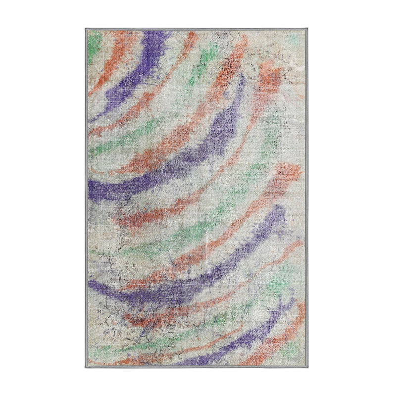 Tapis contemporain vert / rouge, Rectangle 2 pi x 4 pi