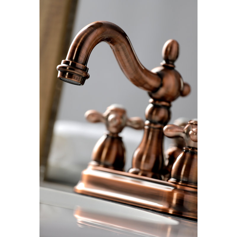 Heritage Dual Cross Handle Antique Copper Bathroom Faucet