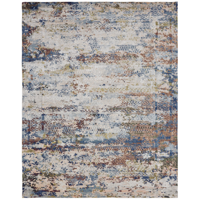 Hand Knotted Area Rug, Rectangle 4' x 6'