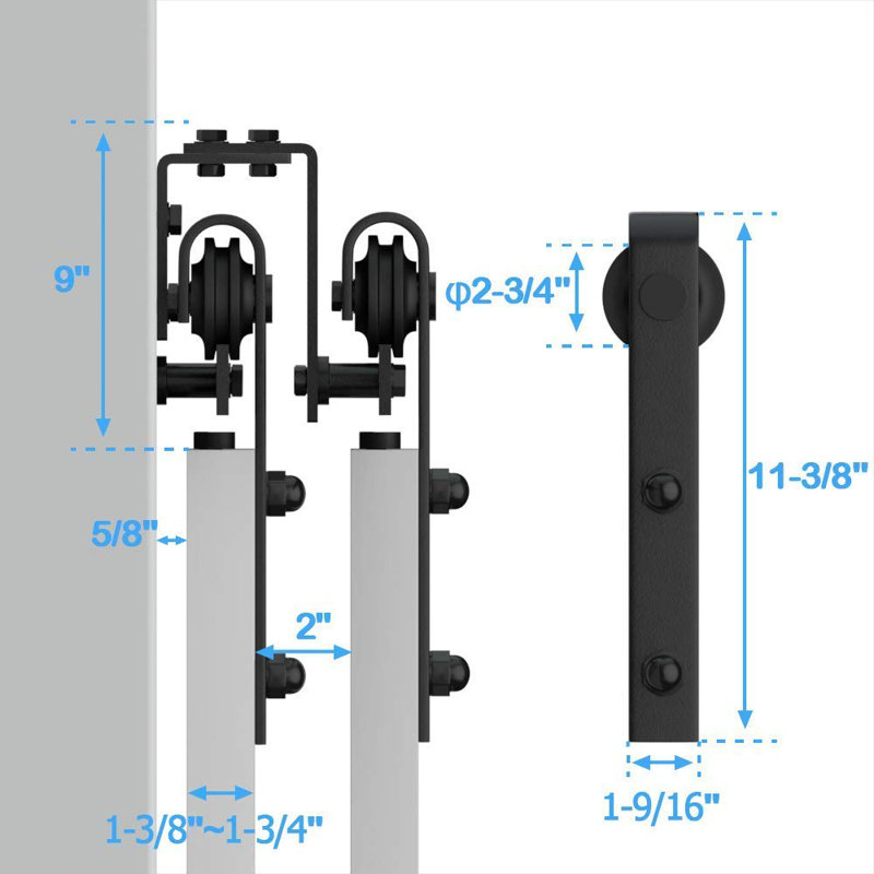 Black Rustic Straight Design Double Track Bypass Four Door Barn Door Hardware Kit(Doors Not Included), 132 in.