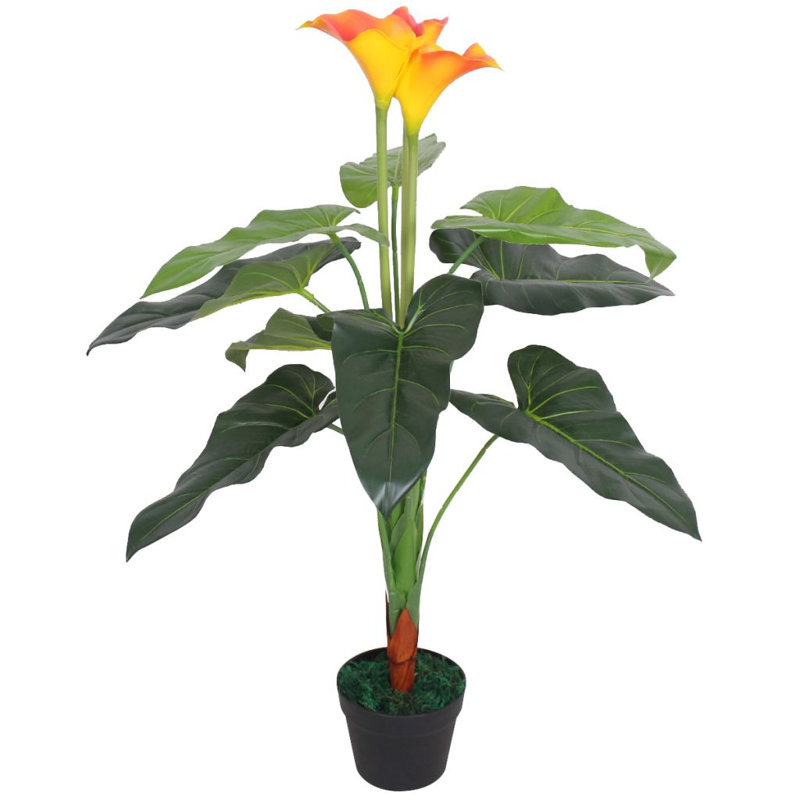 Faux Flowering Plant in Pot, White, 85cm H