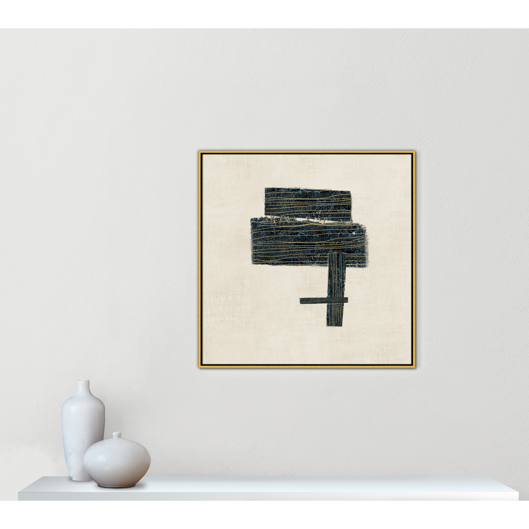Stiched I Print by , Gold, 37.5" H x 37.5" W