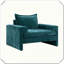Fauteuil rembourré avec accoudoirs larges et coussin épais-1242763361