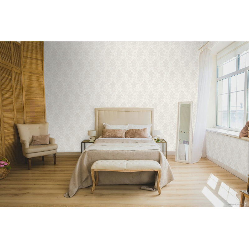 Italian Classics 4 Bunch Floral 3D Embossed Wallpaper Roll, Cream