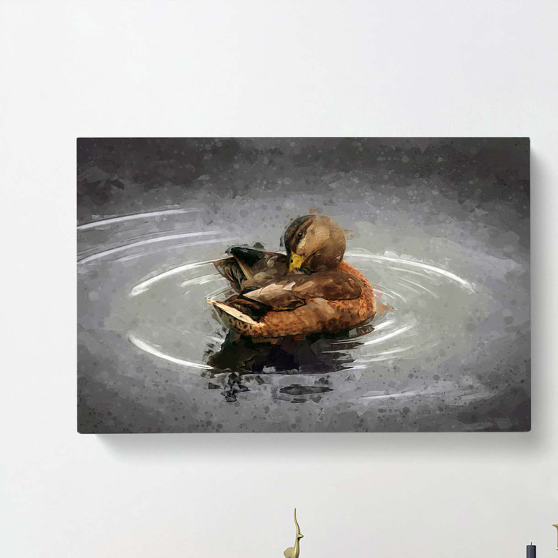 Duck Preening Its Feathers In Abstract - Wrapped Canvas Print, 50cm H x 76cm W x 3cm D