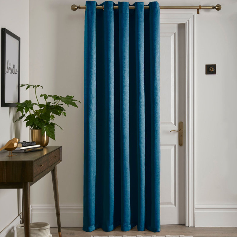 Strata Room Darkening Curtain, 1, Teal, Width 168 x Drop 214 cm