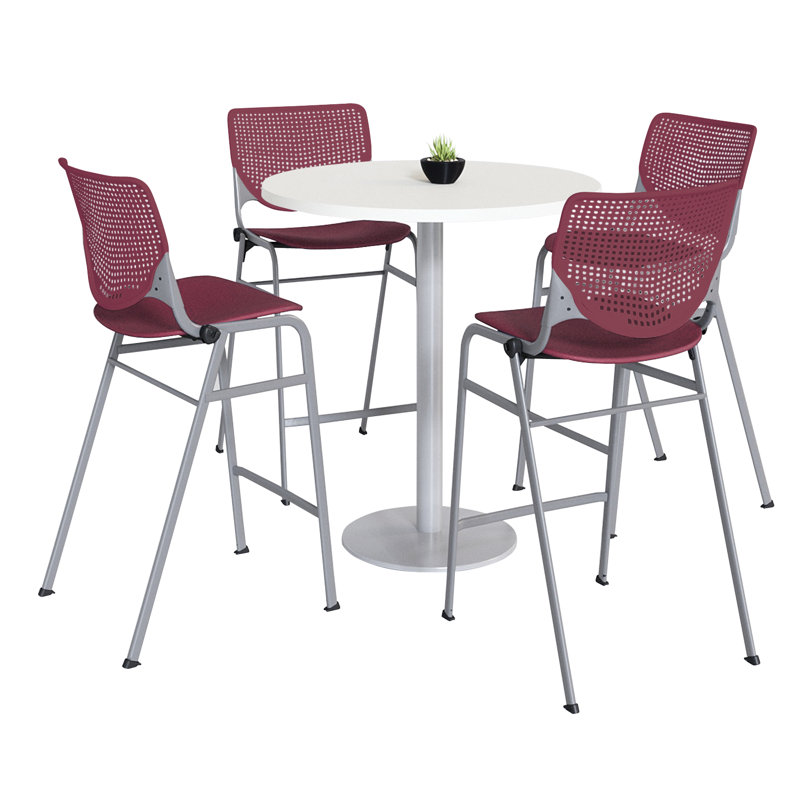 Mode - KOOL Ensembles de table ronde et de chaises pour salle de pause, H 41 po x L 42 po x l 42 po, Bourgogne, Blanc