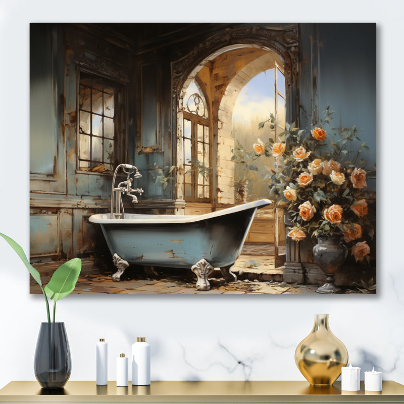 Bathroom Vintage Elegance II - Bathroom Canvas Prints, 12" H x 20" W x 1" D, Wrapped Canvas
