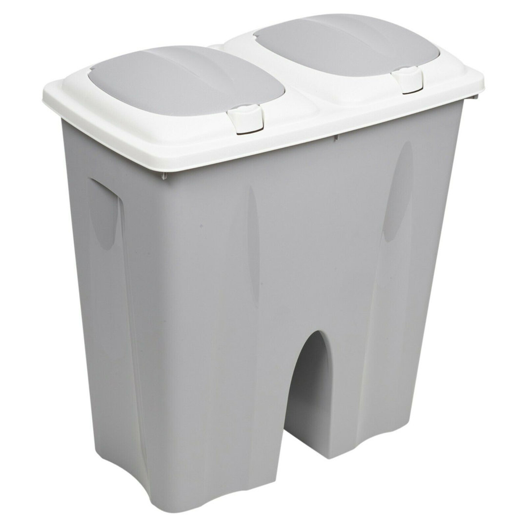Annabesook Plastic Manual Lift Multi-Compartment Rubbish & Recycling Bin - 50L