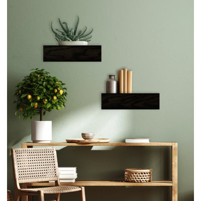 2 Piece Oak Solid Wood Floating Shelf