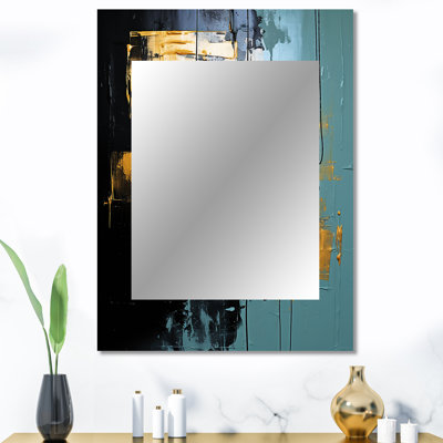 Bliss Of Happiness In Yellow And Blue IV - Abstract Decorative Mirror On Metal