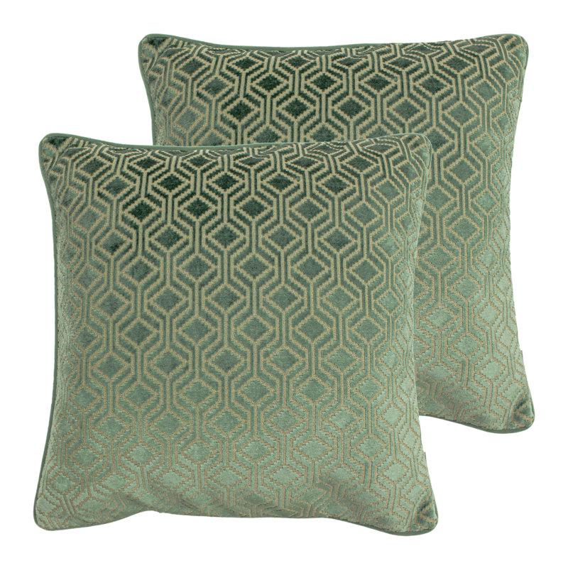 Fishback Geometric Square Throw Cushion, Mint