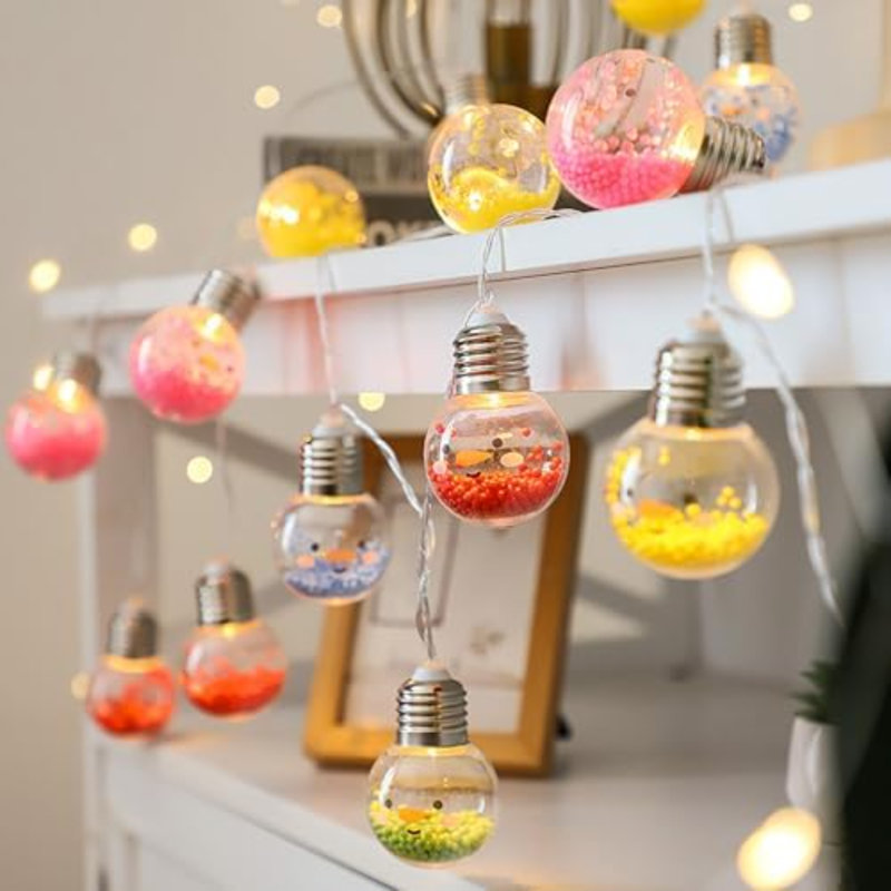 Christmas Tree String Lights -10 LED Colorful Foam Ball Bulbs,6Ft Battery-Powered Macaron Ball String Lights, Suitable For Indoor And Outdoor Holiday Decor, Porch, Balcony, Office Decor (D)
