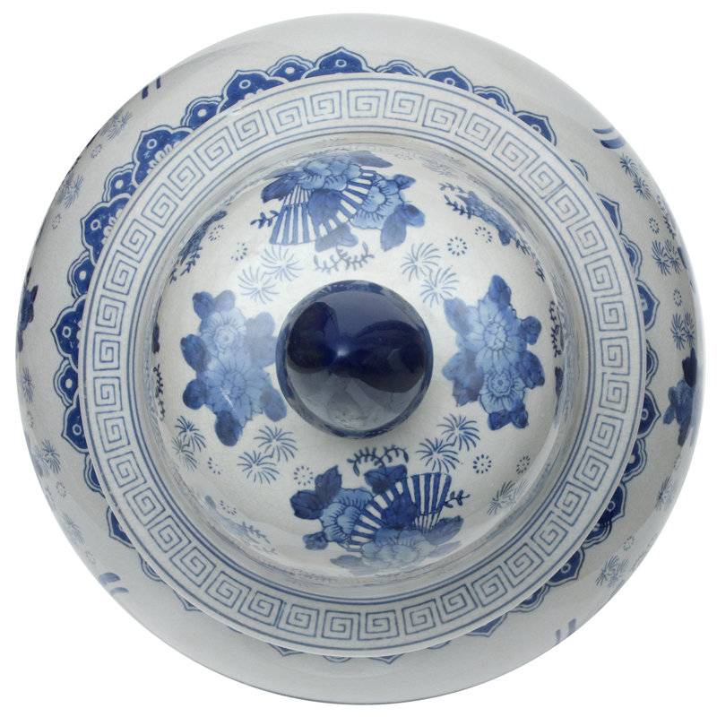Timeless Chinese Temple Jar, Blue Ladies, 32"