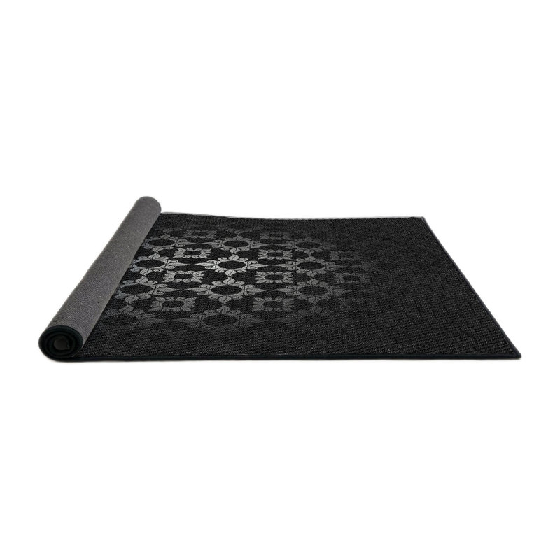 Tapis noir tissé à la machine, Rond 8 pi