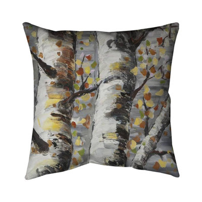 Budding White Birches 1 - Beige Landscapes – Throw Pillow Cover Only, Double-Sided Print, Insert Not Included