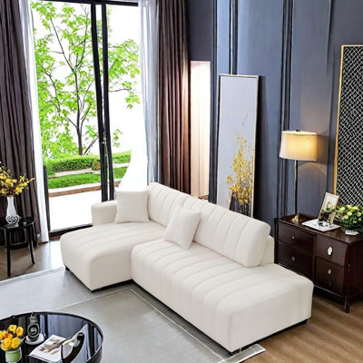 Wool  Facing Sectional Sofa with Chaise