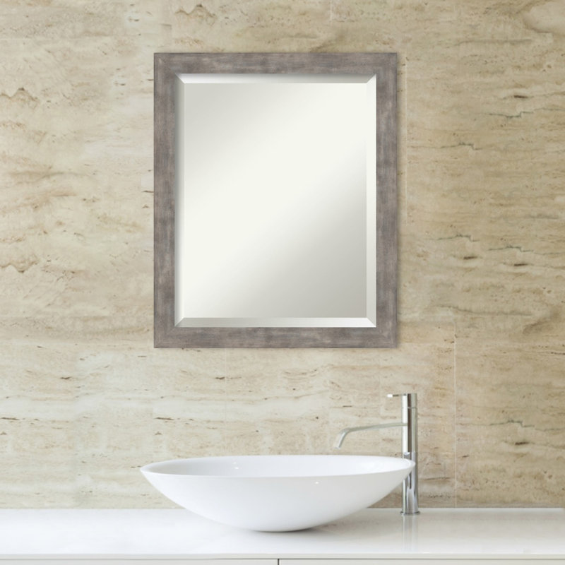 Miroir de salle de bain biseauté Mertle, 22,5 po x 18,5 po, Étain antique argenté
