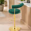 Chaise de bar pivotante rembourrée en velours doux avec pieds dorés électrolytiques-131109580