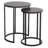 Flint 2 Piece Nesting Table Set, Dark Brown Mahogany, Black Metal Base