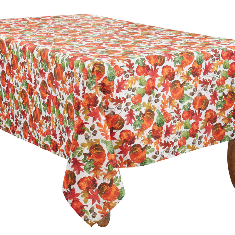 Rectangular_Pumpkin Foliage Design Tablecloth, 140" L x 65" W