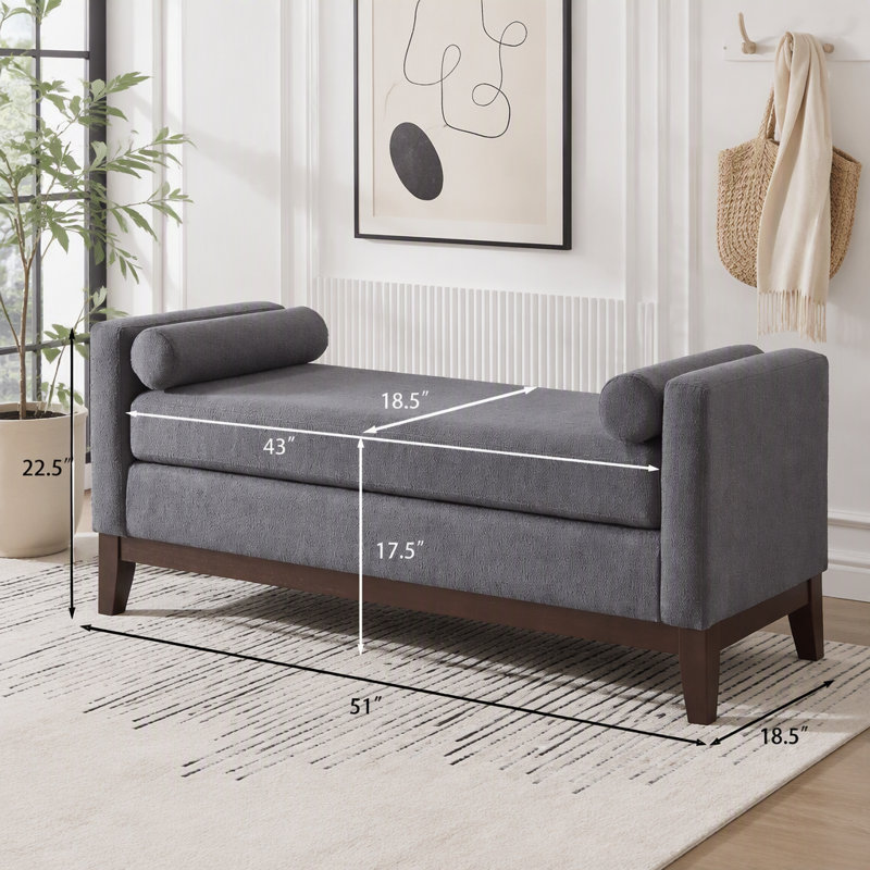 Banc rembourré avec repose-pieds Boucle, Gris foncé