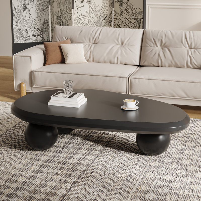 Table basse moderne en bois massif Khattab, Noir, Noir