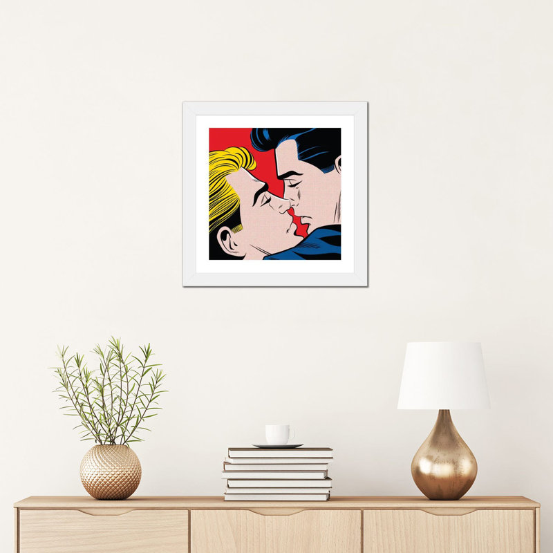 « Kiss » par Joseph McDermott-imprimé, Papier encadré blanc, H 16 po x l 16 po x p 1 po