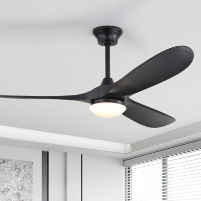 Bartling 60-Inch 3-ABS Blade Modern Ceiling Fan With Light and Amazon Alexa/Voice/Remote/APP Control（Black）