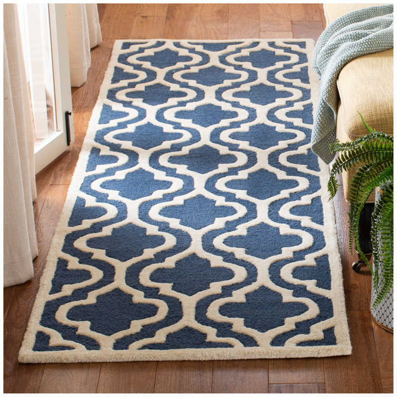 Tapis bleu marine / ivoire Ruben, Coureur 2'6" x 8'