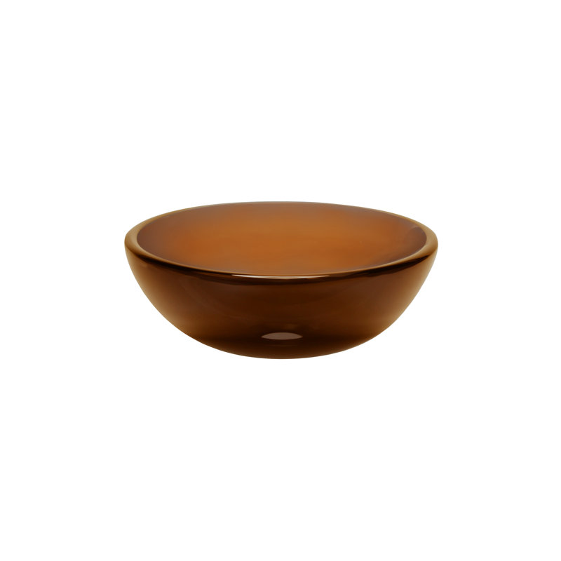 12-inch Glass Circular Vessel Bathroom Sink, Brown
