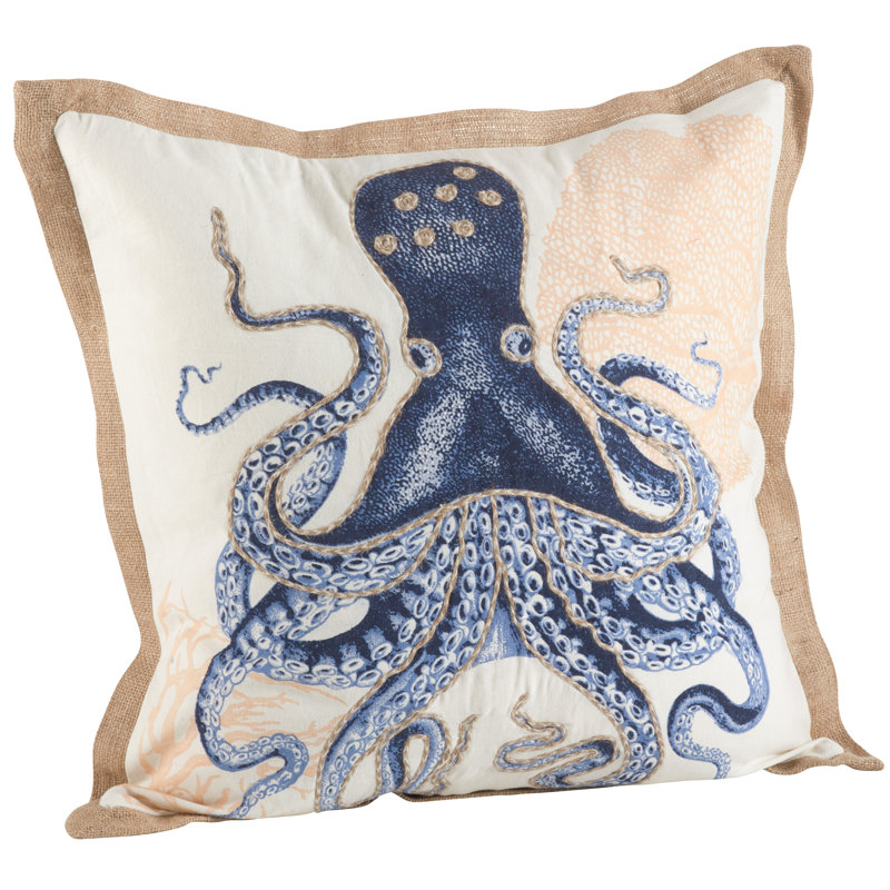Neptunian Collection Embroidered Cotton Throw Pillow