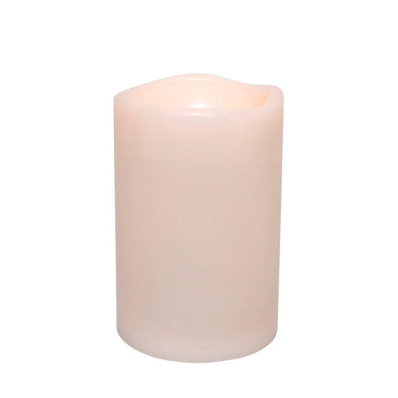 Flickering LED Unscented Flameless Candle, 6" H x 4" W x 4" D