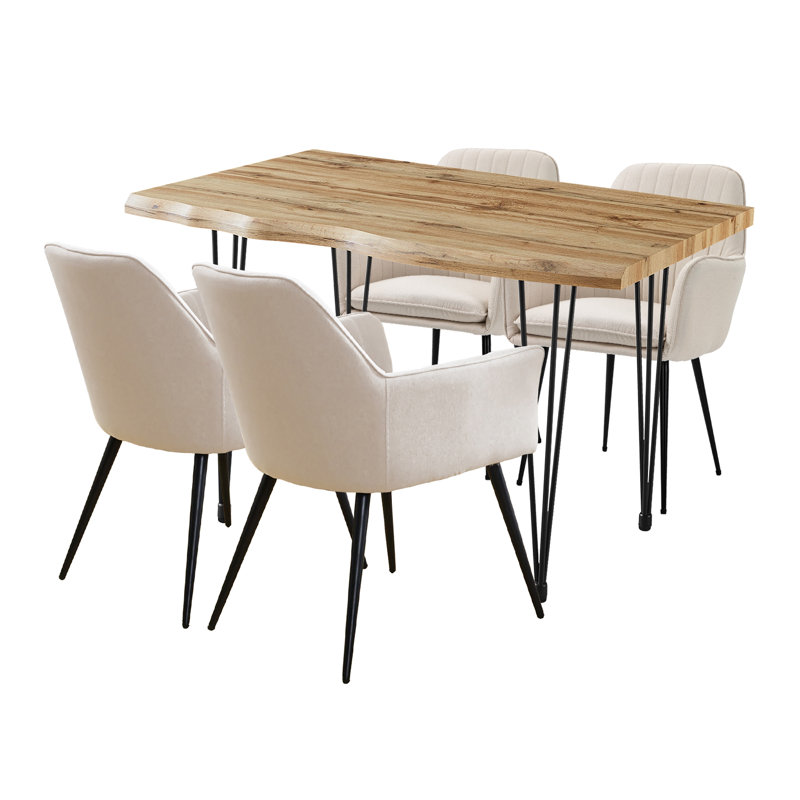 Mose 4 - Person Dining Set, Beige, 76” H x 120” L x 80” W