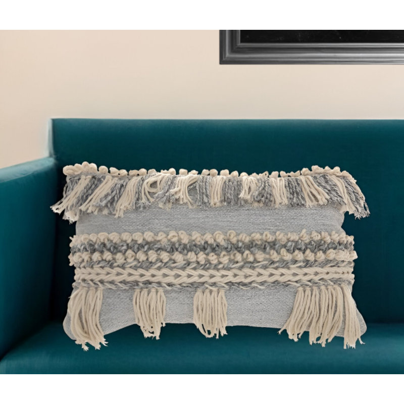 Macrame Lumbar Pillow, Ocean Blue