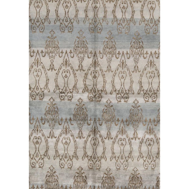Himalayan Damask Area Rug in Blue/Brown, Rectangle 12'1" x 15'
