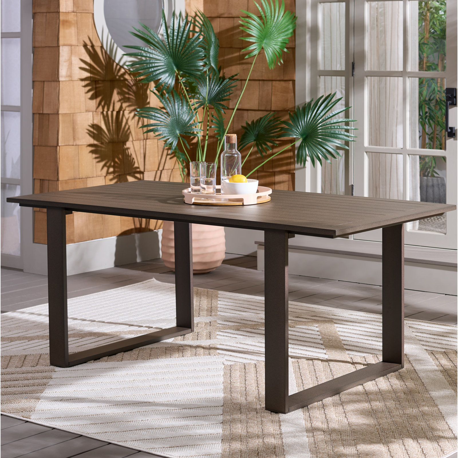 Dwyer Aluminum Dining Table, Brown