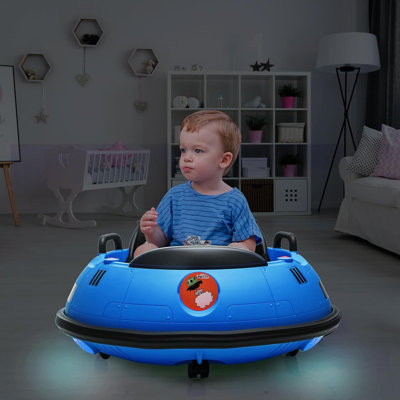 12V Kids Bumper Car with Remote Control, 360 Spin, 3 Speed Modes, LED Flashing Lights, Safety Belt, Music & Dual Joysticks, Battery Powered Ride-On C