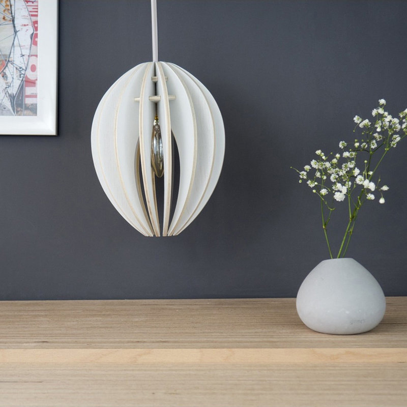 Tenley 1 - Light Single Pendant, White, 24cm H x 18cm W x 18cm D, Yes