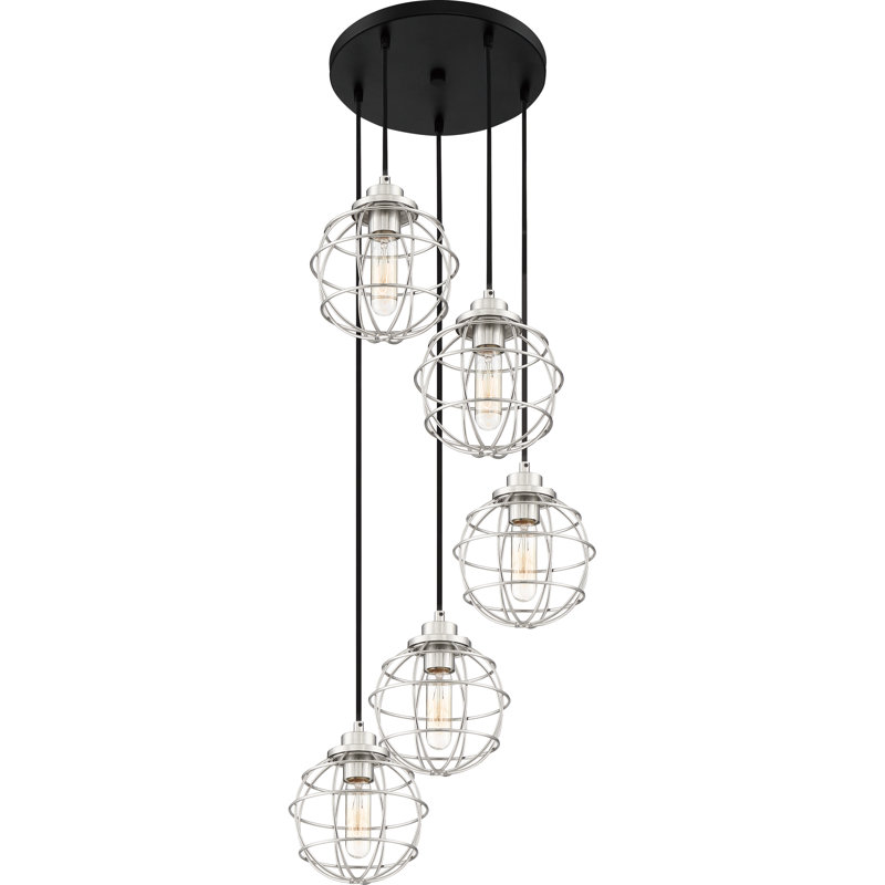 Luminaire suspendu sphère 5 lumières grappe Cleland