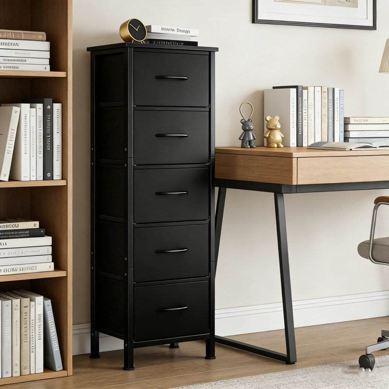 5 Drawer Storage Drawer, Black
