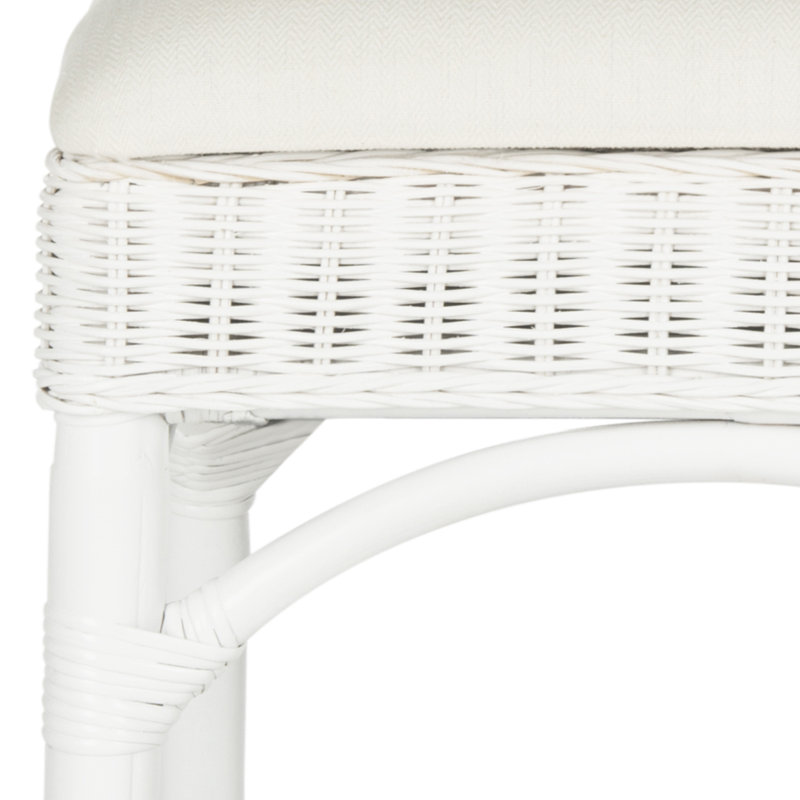 Evins Upholstered Bar Stool with Solid Wood Frame, White