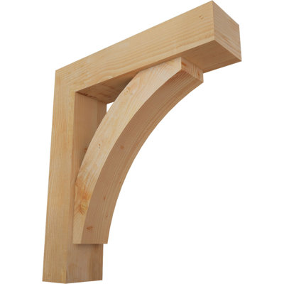 8"W x 34"D x 38"H Thorton Block Rough Sawn Bracket w/ Offset Brace, Douglas Fir