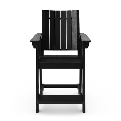 Black Lumber Counter Chair For Garden - Elegant Design Curved Seat And Back Offer Superior Support Weather Contemporary Patio Lumber, Extra Comfort, Dining Use
