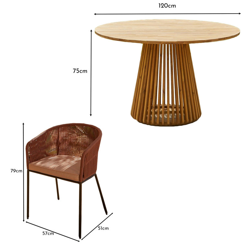 Hopley Rectangular 4 - Person 120cm Long Dining Set , 190.5cm H x 304.8cm W x 304.8cm D, Pink, Brown