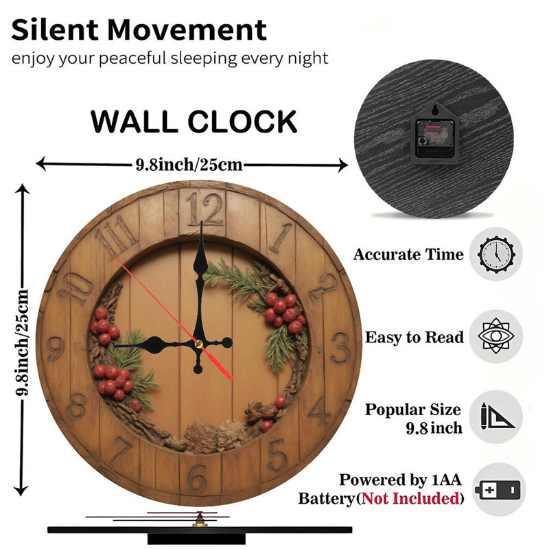 Horloge-Scène-d'hiver-Ours-polaire-Elfes