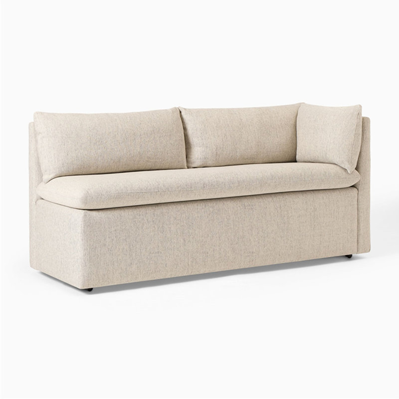 Banc de rangement rembourré beige avec rangement
