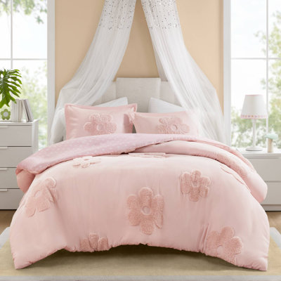 Ensembles de literie en chenille florale touffetée, design rose réversible, confort à la maison