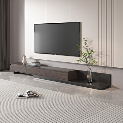 Space-Saving Extendable TV Unit with 3 Drawers | Adjustable 200-330cm | 3 Colour Options: Walnut, Grey, Dark Walnut  TV Stand| for Living Room & Bedroom  Fast Dispatch From UK Warehouse — 2 Working Days