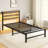 Twin Size Bed Frame Heavy Duty Platform Bed Frame With Headboard, USB Charging Station, LED Bed, No Box Spring Needed, Mattress Foundation, Strong Steel Slats, Noise Free, Brown